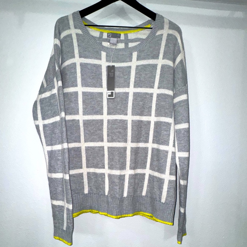 NWT JCP Grey Windowpane Sweater